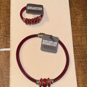 Diana Kauffman Designs Red Necklace and Bracelet Set